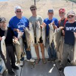 Traverse city fishing charter group holding up their best catches of the day out of Grand Traverse Bay