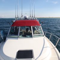 White boat in Lake Michigan